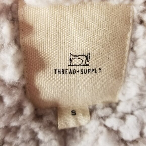 Thread & Supply Teddy Sherpa Fleece Quarter Zip Pullover Size S - Picture 5 of 11